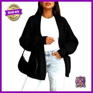 Oversized Open Front Cardigan Chunky Knit Slouchy Casual Fall Winter Sweater